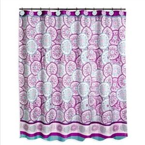Dream Wheels Fabric Material Shower Curtain 70in X 72 in Purple Teal White